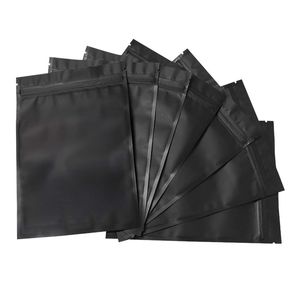 1000 unids/lote, 11 tamaños, bolsas de papel de aluminio a prueba de olores, color negro mate, bolsas de Mylar resellables, bolsa de papel de aluminio, bolsa con cierre de cremallera plana, venta al por mayor