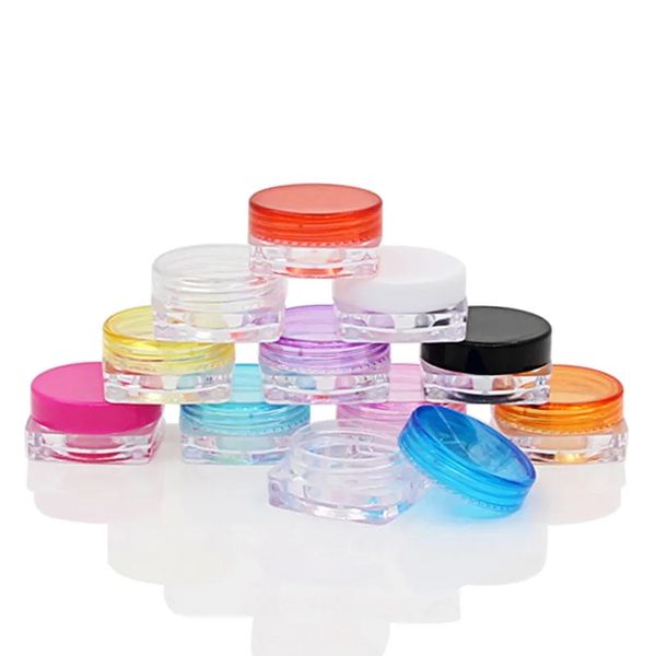 1000 stks/partij 2G Klein Formaat Reiszalfpotje Flessen Make-up Nail Art Cosmetische Plastic Container Lege Vierkante Monster Display Pot blikken Opslag Hoge kwaliteit