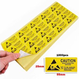 1000 unids/lote 55x25mm pegatinas de PRECAUCIÓN ESD antiestáticas marca de sello de etiqueta de advertencia adhesiva para etiquetas de embalaje electrónicas sensibles 240229