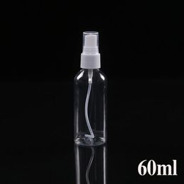1000 stks / partij 60ml Draagbare transparante Plastic Parfum Verstuiver Lege Cosmetische Spray Flessen met Pompspuit voor Reizen LX2144