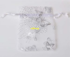 1000 unids/lote 7*9cm 9*12 11x16 13*18cm 15*20cm 17*23 20x30cm bolsa de Organza bolsas de boda de mariposa bolsas de regalo para embalaje de joyería