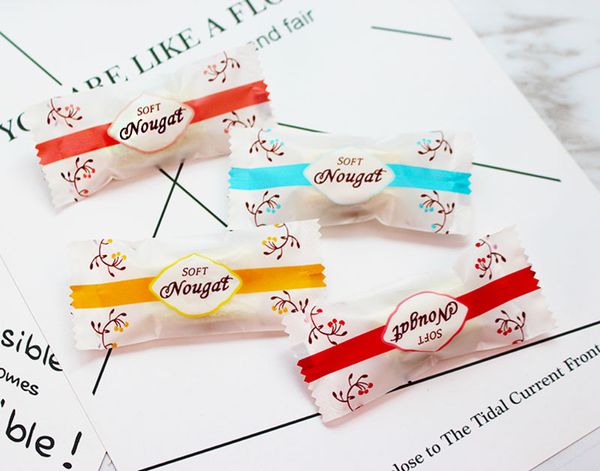 1000 pcs/lot 9.5*4 CM papier d'emballage de bonbons papier ciré pour bonbons Nougat emballage alimentaire multicolore dessin animé Floral emballage