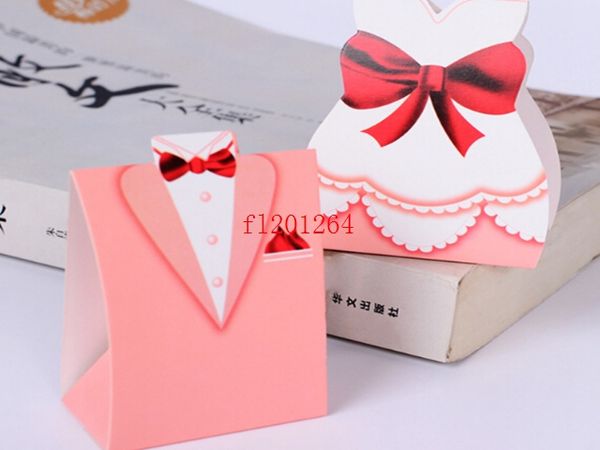 1000 unids/lote, envío gratis, caja de dulces de diseño de novia y novio rosa grande, cajas de chocolate para regalo de recuerdo de fiesta de boda