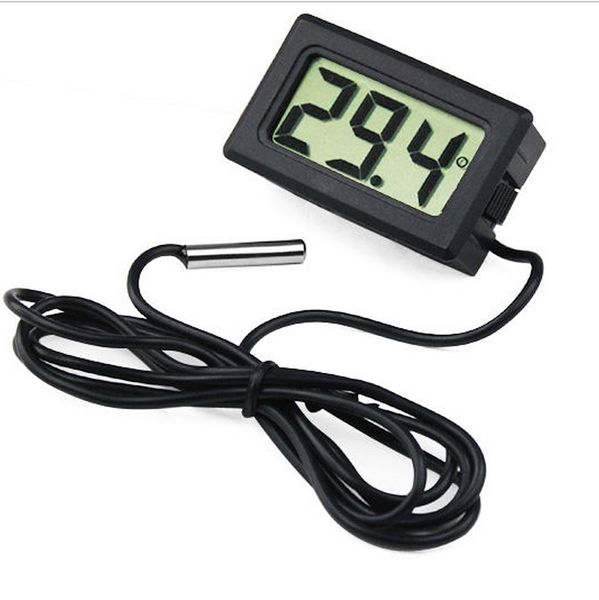 1000 unids / lote a estrenar Mini pequeño Mini Digital LCD Termómetro electrónico Sensor combinado Termómetro de acuario con cable Tanque de peces con caja al por menor