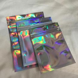1000 stks / partij Clear Plain Laser Aluminium Folie Self Seal Packaging Bag Resealable Mylar Plastic Bonen Detailhandel Pakket Pouch Gratis Verzending