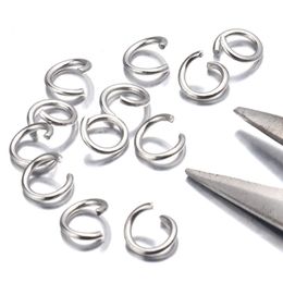 1000pcs / lot or argent anneaux de saut ouverts en acier inoxydable 4 5 6 8mm connecteurs d'anneaux fendus pour les résultats de bricolage Ewelry Making2471