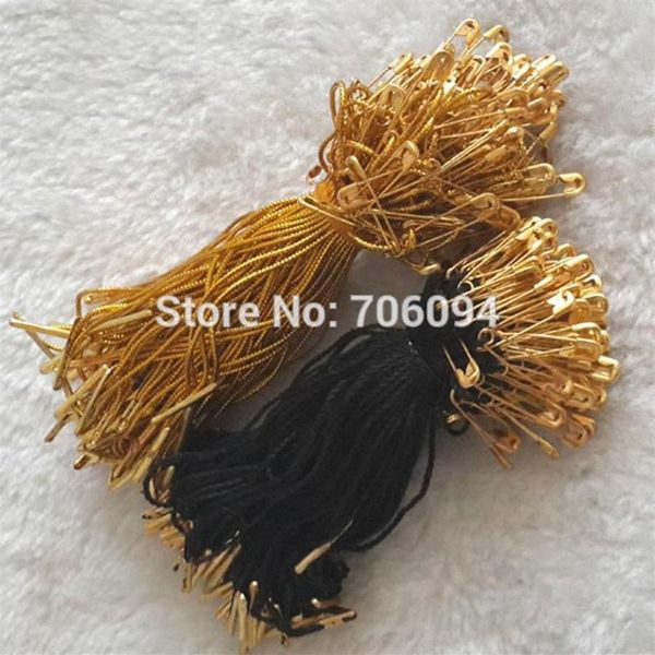 1000pcs Lot Hang Tag Strings Seal Gold Pin avec Nylon Et Stopper Fin Noir Ou Or Couleur Choice216O