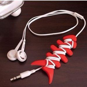 1000 stks / partij Hoge Kwaliteit Vis Bone Oortelefoon Kabel Houder Winder Organizer voor MP4 MP3 iphone Gratis verzending