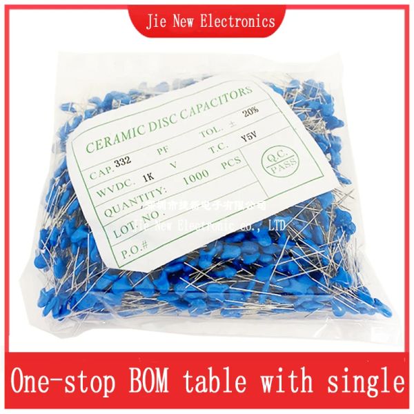 1000pcs/lote Capacitor de cerámica de alto voltaje 1KV 10pf 33pf 100pf 220pf 470pf 560pf 1NF 2.2NF 4.7NF 10NF 22NF 100NF 471 222 223 471