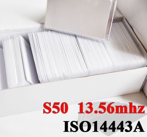 1000 pcs/Lot carte IC 13.56 MHz ISO14443A S50 carte PVC étiquette universelle F08 vierge PVC RFID étiquette carte de contrôle d'accès