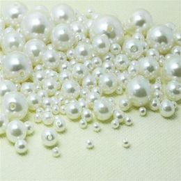 1000 pièces / lot de fausses perles ABS ivoire, perles d'espacement en vrac 4mm 8mm 10mm 12mm, accessoire de bijoux pour bricolage Making291I