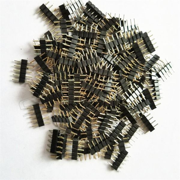 1000pcs / lot Adaptateur de connecteur LED 4 broches 5 broches Aiguille Type mâle Double 4 5 broches RVB RGBW Connecteurs pour 3528 5050 LED Bande Light2166