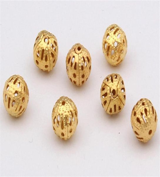 1000pcs lotes nuevos encantos sueltos bola hueca espaciadora de cobre cuentas de oro 4mm290e4090680