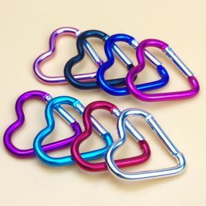 1000 Stks/partij Party Gift Hartvormige Aluminium Karabijnhaak Sleutelhanger Clip Outdoor Camping Sleutelhanger Haak Water Fles Opknoping Gesp groothandel JY10