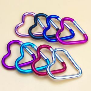 1000 Pcs / Lot Cadeau De Fête En Forme De Coeur En Aluminium Mousqueton Porte-clés Clip Camping En Plein Air Porte-clés Crochet Bouteille D'eau Suspendus Boucle En Gros G0713