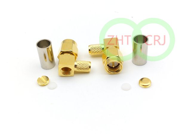 100pcs / LOT SMA RF Conector coaxial ADAPTADOR Crimp Plug ángulo recto para cable RG58