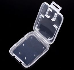 1000 stks / partij Transparant Clear Standard SD SDHC Geheugenkaart Case Houder Box Opslag Carry Storage Box voor SD TF-kaart SN367