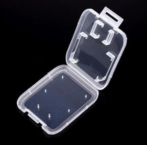 1000 pcs/lot Transparent clair Standard-SD cartes mémoire SDHC support de la boîte étui de rangement transporter boîte de rangement pour carte SD TF