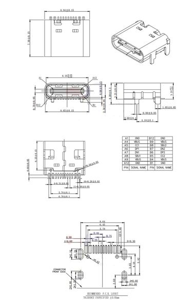 Freeshipping 1000pcs / lot Tipo C Conector de enchufe SMT de 16 pines USB 3.1 Tipo-C Colocación hembra SMD DIP para diseño de PCB Carga de alta corriente DIY