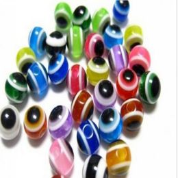 Boule mauvais œil en acrylique de couleurs mélangées, perles d'espacement rondes de 6mm, DIY, 1000 pièces, bijoux 259J