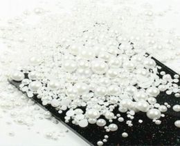 1000 stuks Gemengde Grootte 210mm Witte kleur Plaksteen Half Ronde Parels Voor Ambachtelijke Mobiele Telefoon DIY5357044