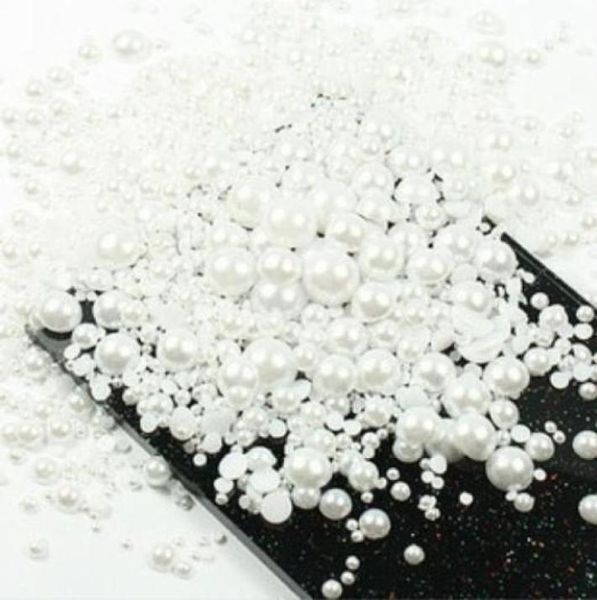 1000pcs Tamaño mixto 210 mm Color blanco Backback mitad redondo Pearas para el teléfono celular DIY6963496