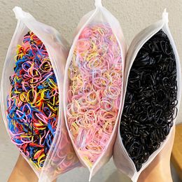 1000 pcs/pack Girls kleurrijke kleine wegwerp rubberen bands kauwgom voor paardenstaart houd scrunchie haarbands mode haaraccessoires