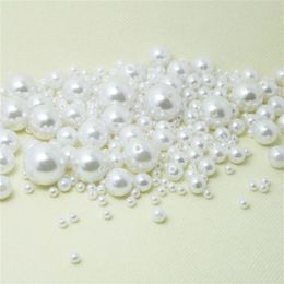 1000 Uds perlas redondas blancas perlas de imitación ABS accesorios de joyería 4 6 8 10 12mm para la fabricación de joyas 253h