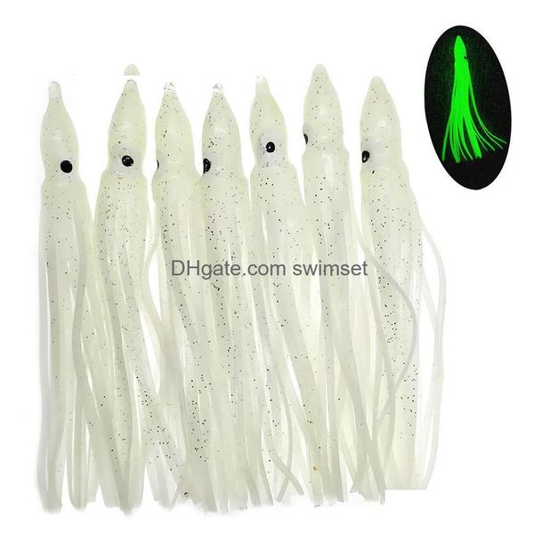 1000 piezas Faldas de calamar de goma 5cm 9 cm 11 cm Lucos de pesca suave Octopus Hoochie Baits Tackle de agua salada Delto de gota DHE6W