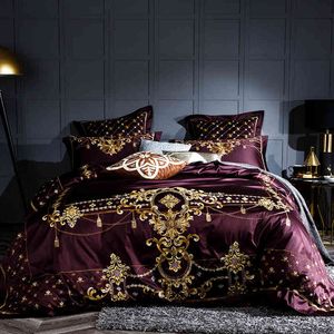 1000TC Egyptisch katoenen eerbetoon zijdezachte luxe beddengoed set Koningin King Size lakenset gemonteerd Parrure de Lit Ropa CAMA