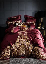 1000tc Luxury Coton Egyptien Coton Housse de couverture de lit Fiche de lit Plef de lit Shabby Chic Set ENSEMBLE DE LISE RED GRY KING SIZE 23001341