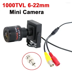 Mini cámara de Metal con lente Varifocal, 1000TVL/700TVL, 6-22mm, Manual, ajustable con adaptador RCA, CCTV, adelantamiento de coche