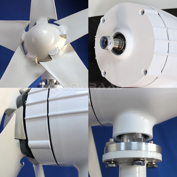 1000W 5 cuchillas 12V 24V 48V Energía libre Free Windmill Energía eólica Generador de turbinas eólicas Pequeños controladores MPPT para uso doméstico