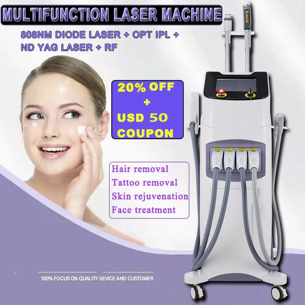 1000W 60 millions de tirs 808nm Diode Laser OPT IPL DPL Machine d'épilation rapide indolore permanente multifonction Nd Yag détatouage RF équipement de serrage de la peau