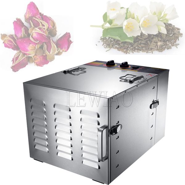 Deshidratador de frutas de 1000W, secadores de carne, máquina de secado de pescado de acero inoxidable, secador de aire eléctrico para deshidratadores de 10 bandejas de frutas