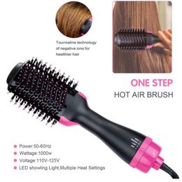 1000W Hair Dryer Hot Air Brush Styler and Volumizer Hair Straightener Curler Comb Roller One Step Electric Ion Blow