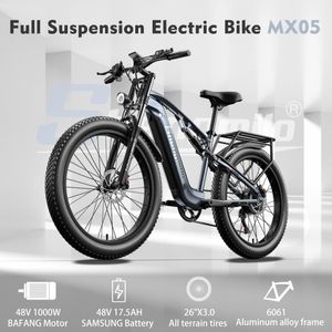 Shengmilo 26 inch elektrische mountainbike 1000 W PEAK E-MTB BAFANG volledig geveerde ebike stadsfiets met dikke banden 17,5 Ah 48 V SAMSUNG e-bike Shimano 7 versnellingen bromfiets 40 km / u