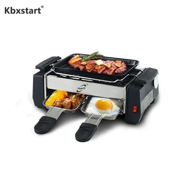 Barbecue familial antiadhésif 1000W, appareil à Raclette électrique pour 2 à 4 personnes, plaque chauffante sans fumée, 220V, 240223