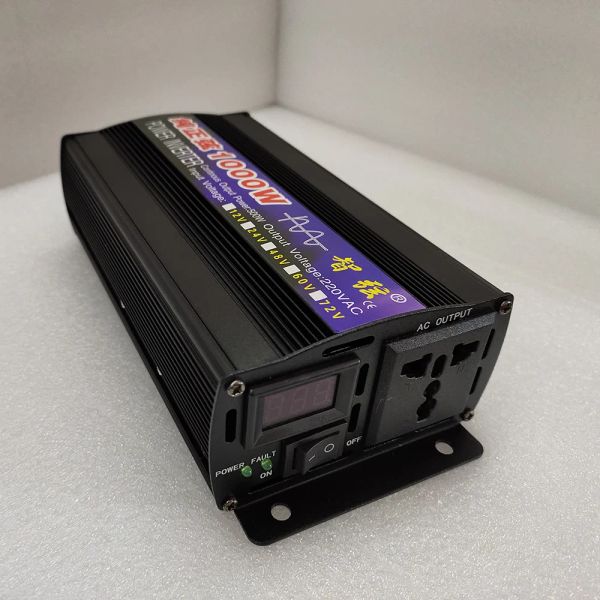 1000W Pure Sine Wave Inverter Car DC 12V 24V 48V 60V a AC 110V-240V Continuo Potencia Potencia Potencia Banco Convertidor de energía Transformador