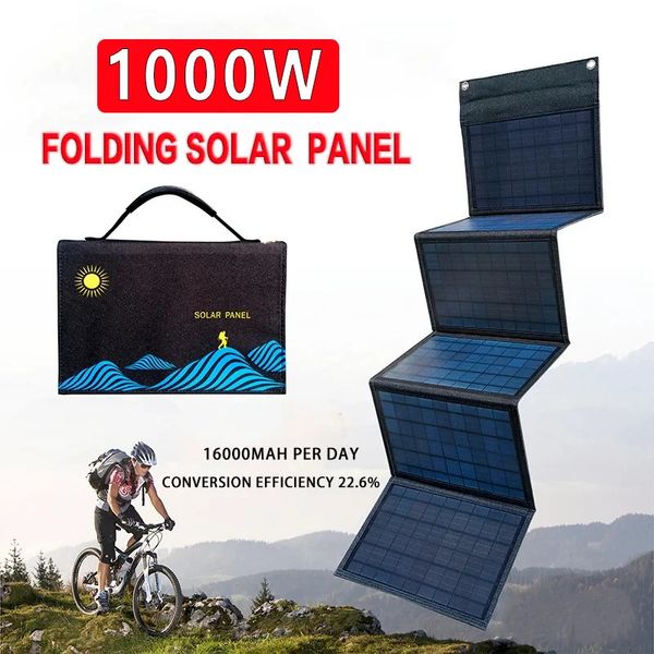 Panneau solaire 1000W Sac pliant portable USBDC Chargeur de sortie Alimentation en plein air pour le générateur de téléphonie mobile à domicile 240508