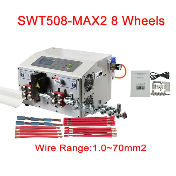 1000W SWT508MAX2 8 Ruedas Peeling Stripping Cutter Computer Automatic Wire Strip Stripping Machine 1-70mm2 AWG28