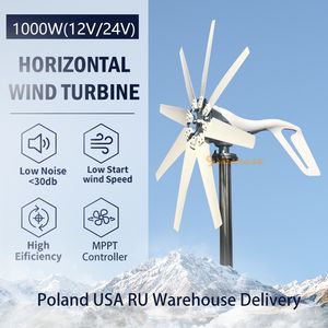 1000W windstroomturbines generator 12V 24V windmill -generator voor boot met MPPT -controller lage ruis lage windsnelheid start