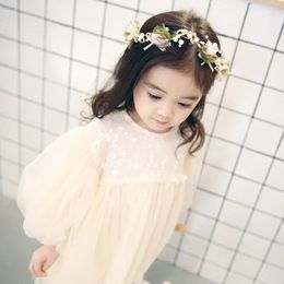 1001 babyjurken herfst kinderjurken jurken meisjes met bloemen garen tule puffy mouw jasmine prinses feest 240407