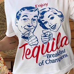 1001 Geniet van tequila retro grafische tees vrouwen schattige grappige alcohol drinken t -shirts vintage mode t shirts tops unisex kleding 240416