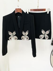 10015 XL 2024-stijl tweedelige korte rok voor dames zwart roze lente zomer merk dezelfde stijl tweedelige sets imperium ronde hals OUl