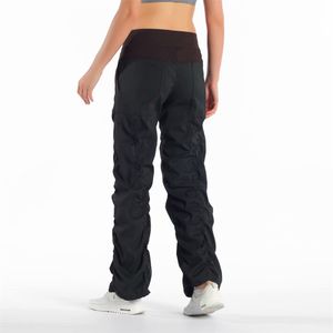 1004 Yoga Dance Pants Hoge taille Elastische studiobroeken vrouwelijke rechte casual broek losse lange wide been broek