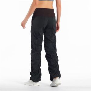 1004 Pantalon de danse de Yoga taille haute élastique pantalon de Studio femme pantalons droits décontractés ample longue jambe large pantalon 268y