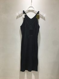 10061 XXL 2024 vestido de pasarela primavera verano vestido con cuello en V negro marca mismo estilo vestido de mujer moda alta calidad nanyou