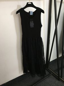 100612 L 2024 robe de défilé printemps été robe col rond noir marque même Style robe pour femmes mode haute qualité 20240380