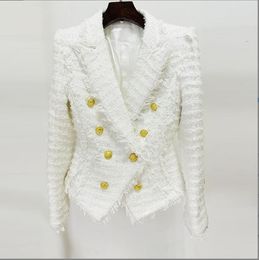 1008 XXL 2023 Milan Runway herfst dames uitloper jas met lange mouwen revers hals jas knop tweed mode kleding dames oulaidi